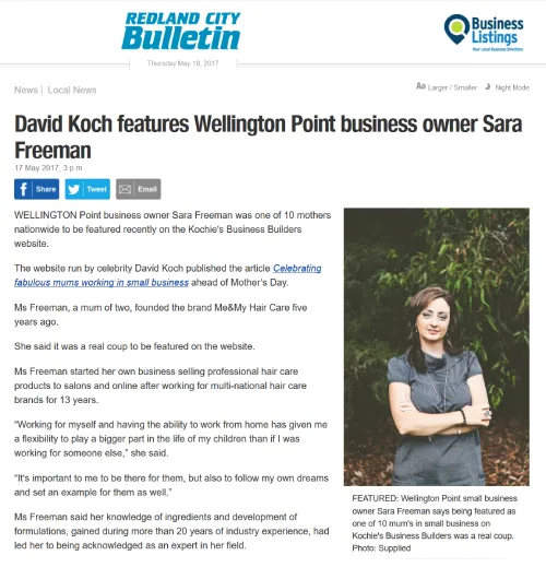Redland City Bulletin features ME&MY owner, Sara