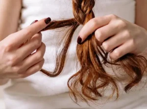 dry damaged hair copper plait cropped